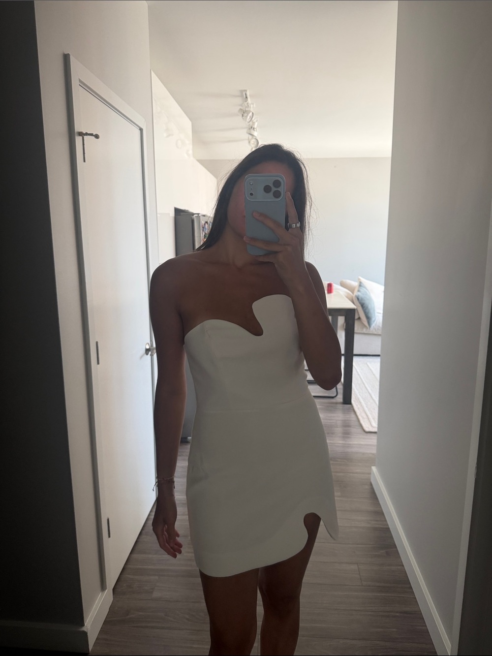 Amanda Uprichard White Strapless Sculpted Mini Dress